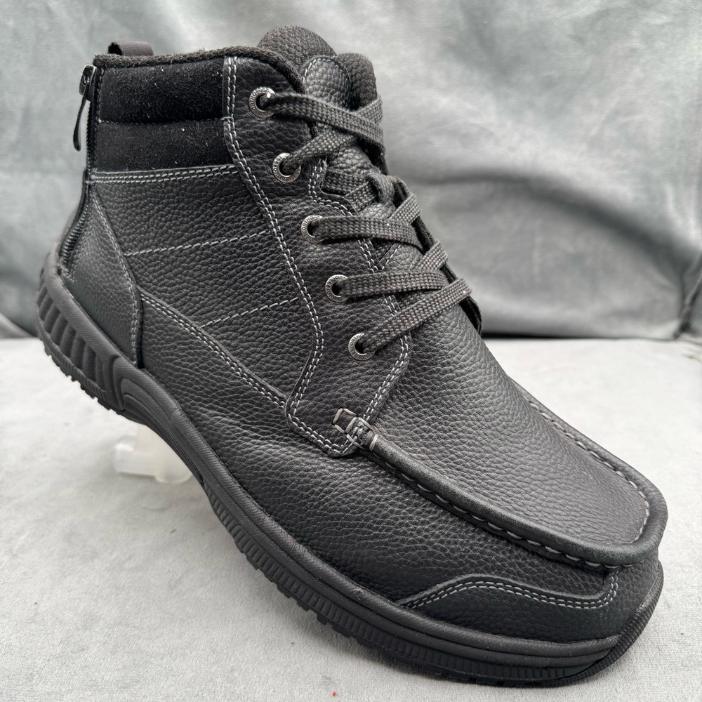 Orthofeet Ranger Men’s Black Leather Boots Casual Comfort Lace-Up Size 11 X-Wide